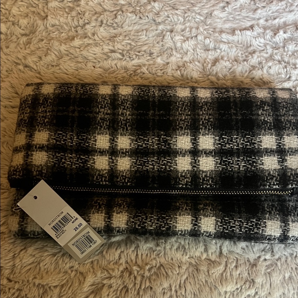 BP Black and White Plaid Clutch
